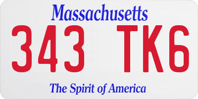 MA license plate 343TK6