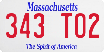 MA license plate 343TO2