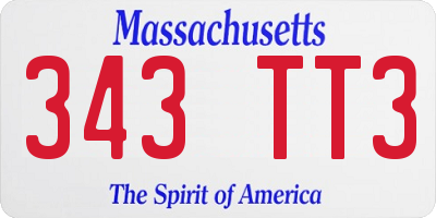MA license plate 343TT3
