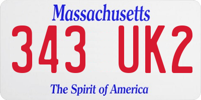 MA license plate 343UK2