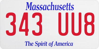 MA license plate 343UU8
