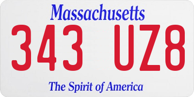 MA license plate 343UZ8