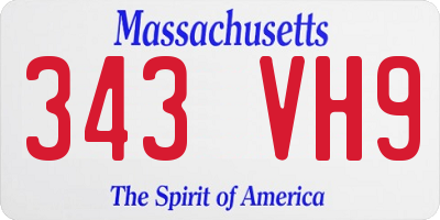 MA license plate 343VH9