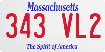 MA license plate 343VL2