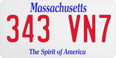 MA license plate 343VN7