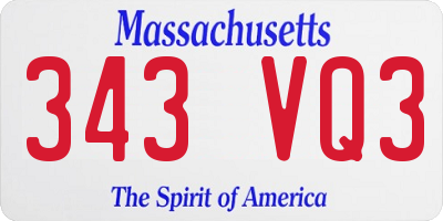MA license plate 343VQ3