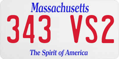MA license plate 343VS2