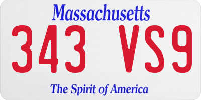 MA license plate 343VS9