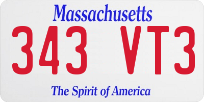 MA license plate 343VT3