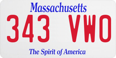MA license plate 343VW0