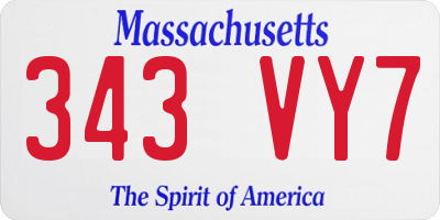 MA license plate 343VY7