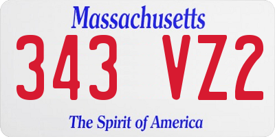 MA license plate 343VZ2