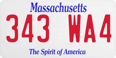 MA license plate 343WA4