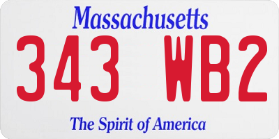 MA license plate 343WB2