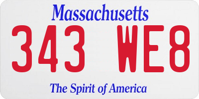 MA license plate 343WE8