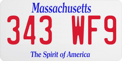 MA license plate 343WF9