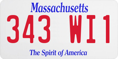 MA license plate 343WI1