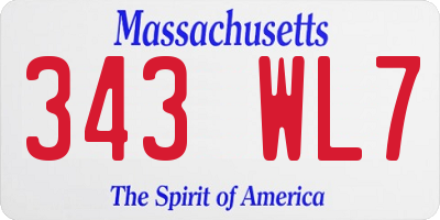 MA license plate 343WL7