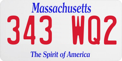 MA license plate 343WQ2