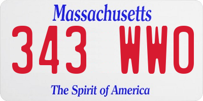 MA license plate 343WW0