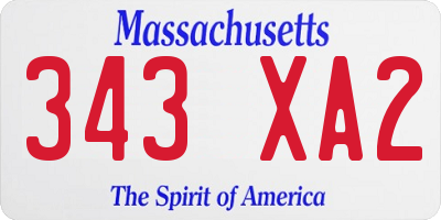 MA license plate 343XA2