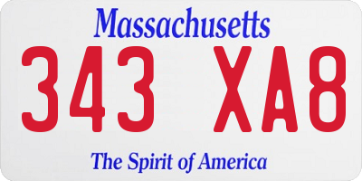 MA license plate 343XA8