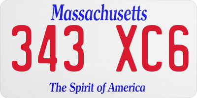 MA license plate 343XC6