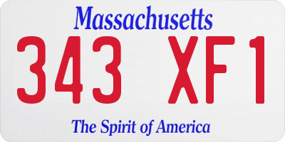 MA license plate 343XF1