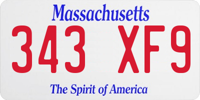 MA license plate 343XF9