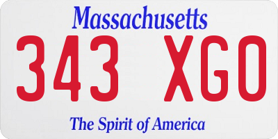MA license plate 343XG0