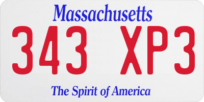 MA license plate 343XP3