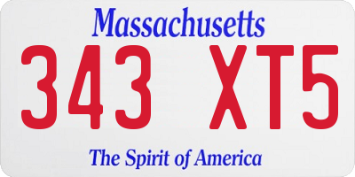 MA license plate 343XT5