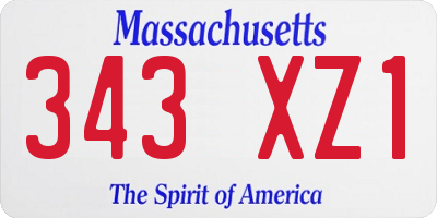 MA license plate 343XZ1