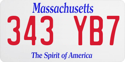 MA license plate 343YB7
