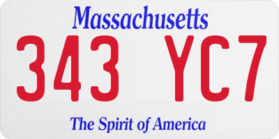 MA license plate 343YC7