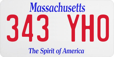 MA license plate 343YH0