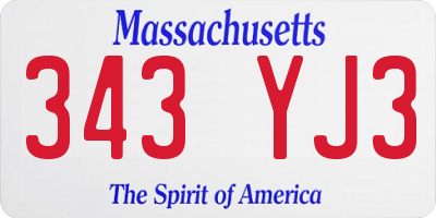 MA license plate 343YJ3