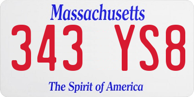 MA license plate 343YS8