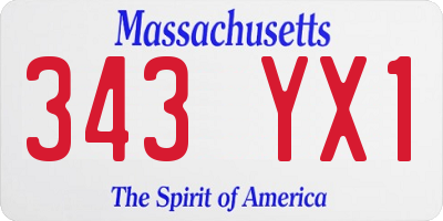 MA license plate 343YX1