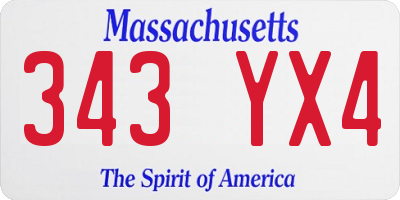 MA license plate 343YX4