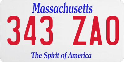 MA license plate 343ZA0