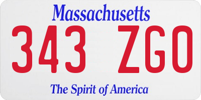 MA license plate 343ZG0