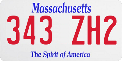 MA license plate 343ZH2