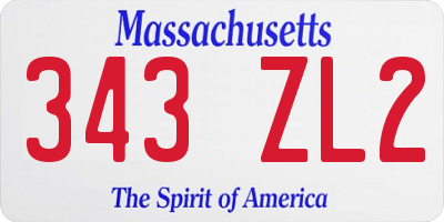 MA license plate 343ZL2