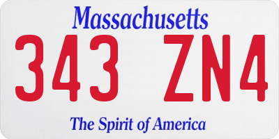 MA license plate 343ZN4