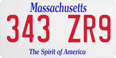 MA license plate 343ZR9