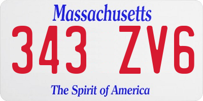 MA license plate 343ZV6