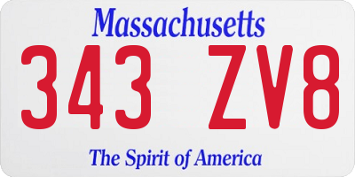 MA license plate 343ZV8