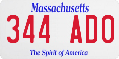 MA license plate 344AD0