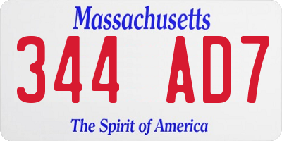 MA license plate 344AD7